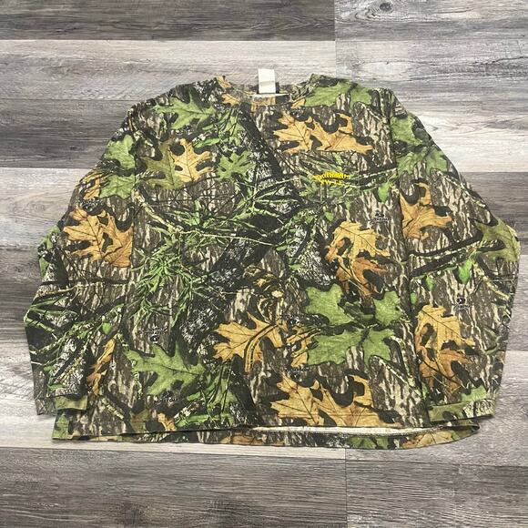 Vintage Y2K 2000s Jerzees Mossy Oak Obsession Camouflage Mens Hunting Camo Shirt - Picture 1 of 9